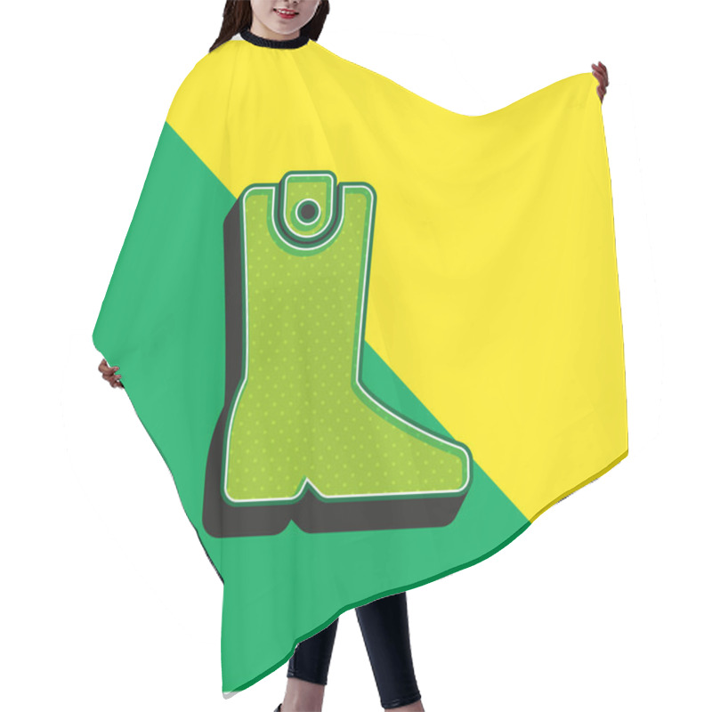 Personality  Boot Green And Yellow Modern 3d Vector Icon Logo Hair Cutting Cape