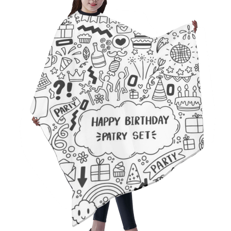 Personality  0070 Hand Drawn Party Doodle Happy Birthday Hair Cutting Cape