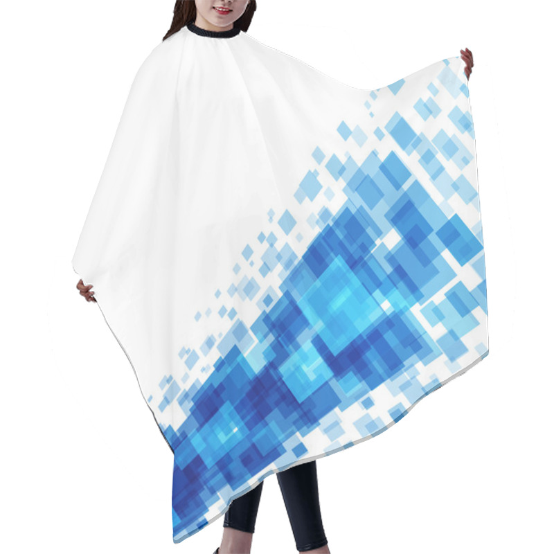 Personality  Abstract Geometric Squares Lines Blue Vector Background. Hair Cutting Cape