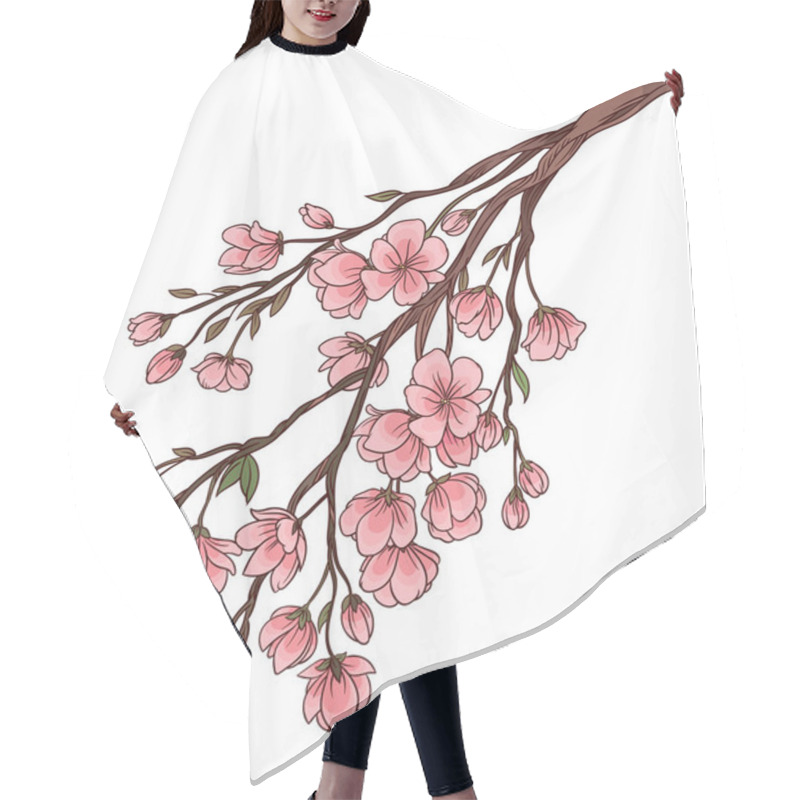 Personality  Branch Of Cherry Blossoms With Delicate Pink Flowers Hair Cutting Cape