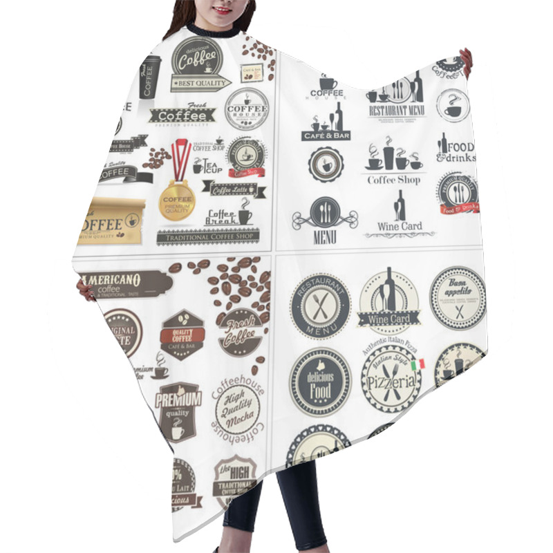 Personality  Label Set For Restaurant And Cafe, Collection Hair Cutting Cape