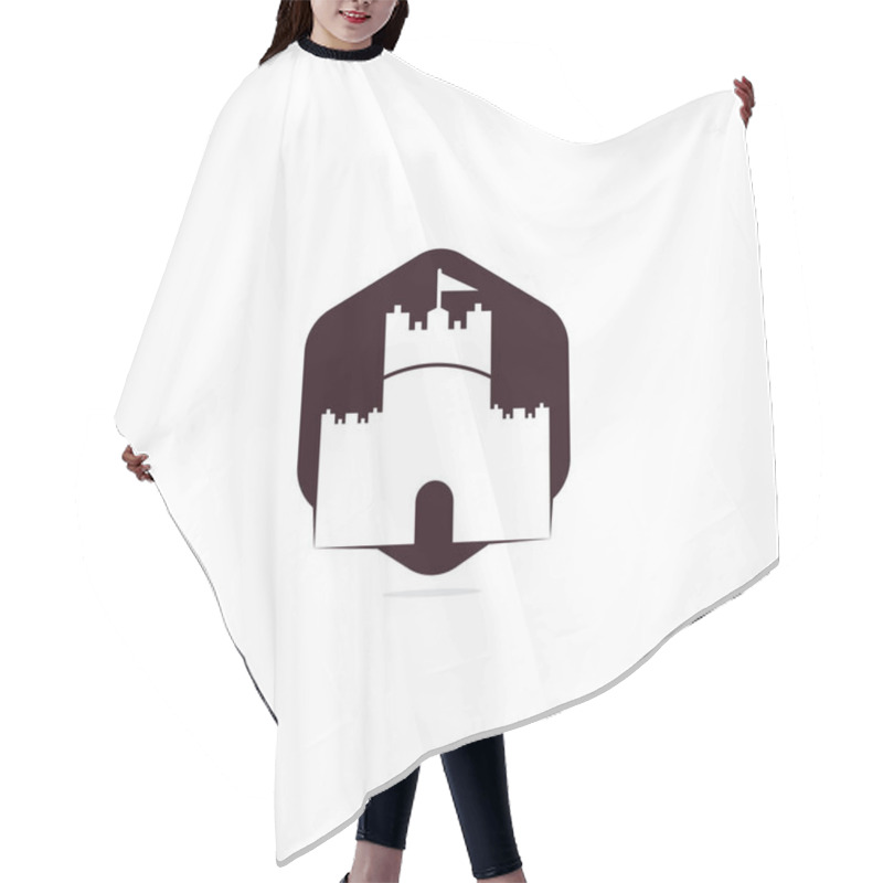 Personality  Castle vector logo design. Castle Tower logo Template Vector. hair cutting cape