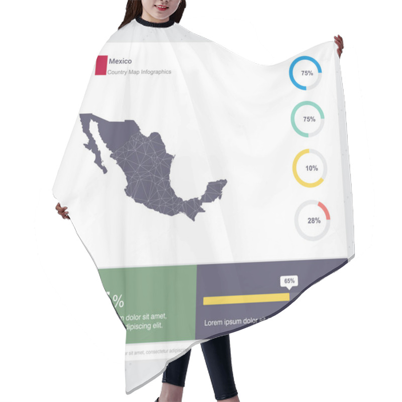 Personality  Mexico Map & Flag Infographics Design Vector Template Illustration. Template For Diagram, Graph, Presentation And Chart. Colorful Infographic Template Hair Cutting Cape