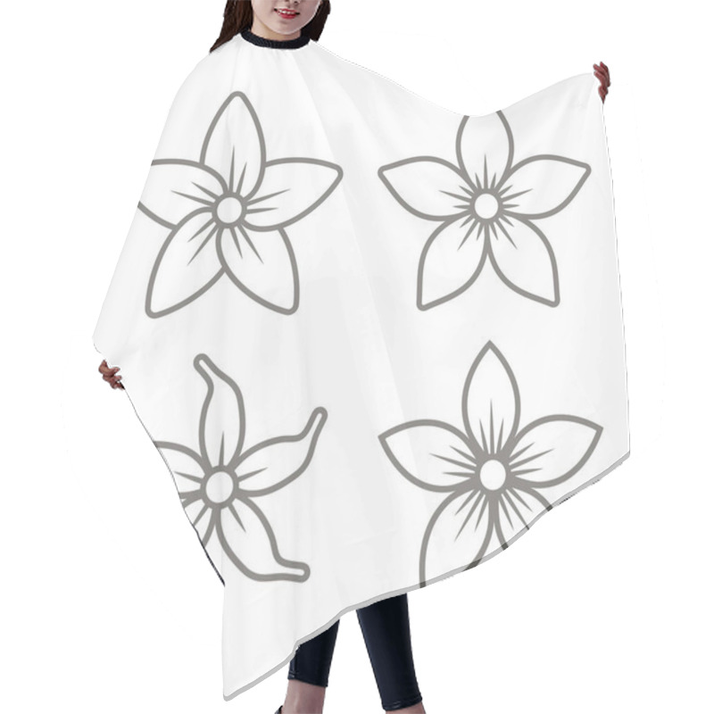 Personality  Jasmine Flower Icons Set On White Background. Vector Hair Cutting Cape