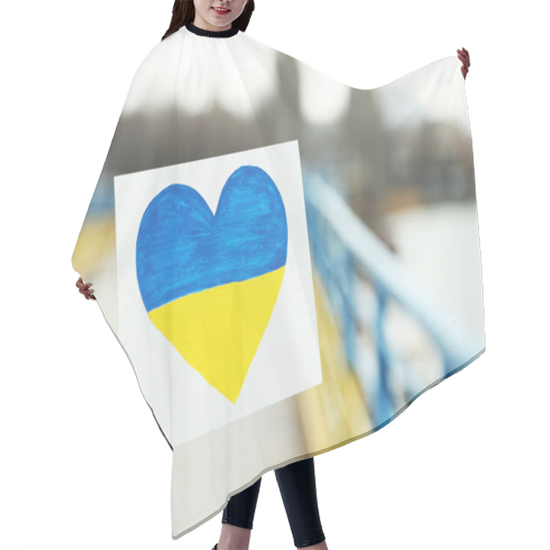 Personality  Heart With Painted Ukraine Flag Hair Cutting Cape