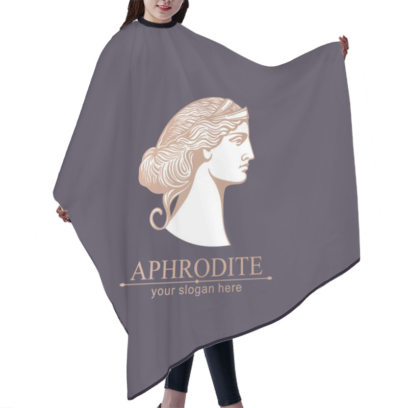 Personality  Aphrodite Or Venus. Woman Face Logo. Emblem For A Beauty Or Yoga Salon. Vector Illustration Hair Cutting Cape