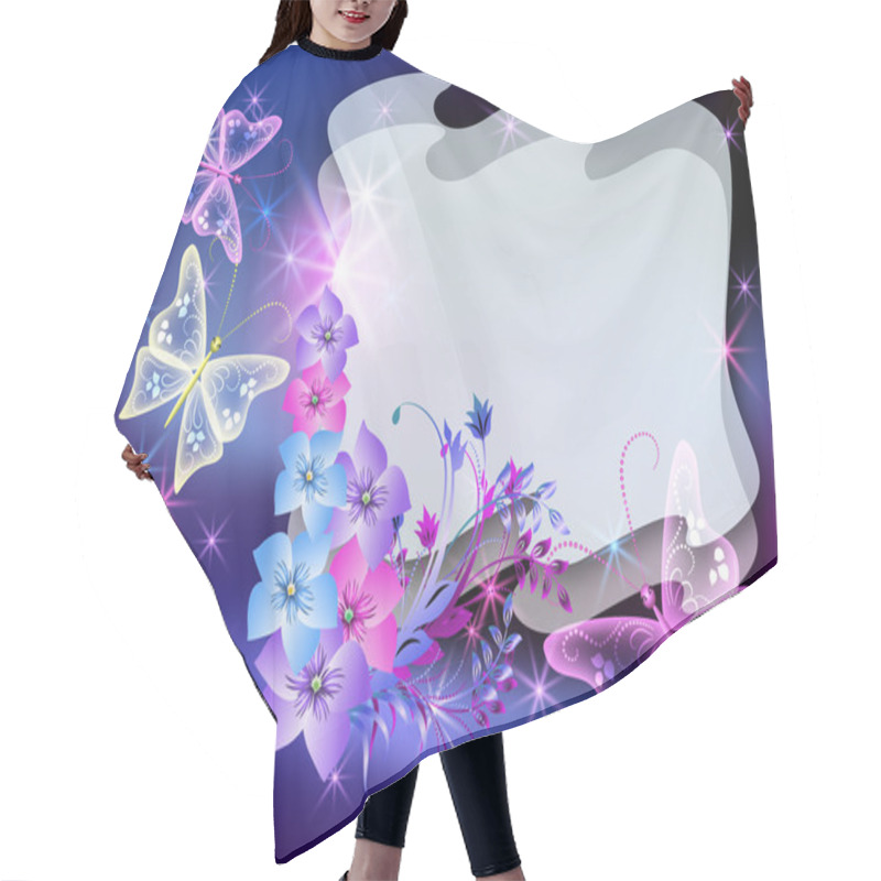 Personality  Glowing Transparent Flowers, Stars And Butterfly Hair Cutting Cape