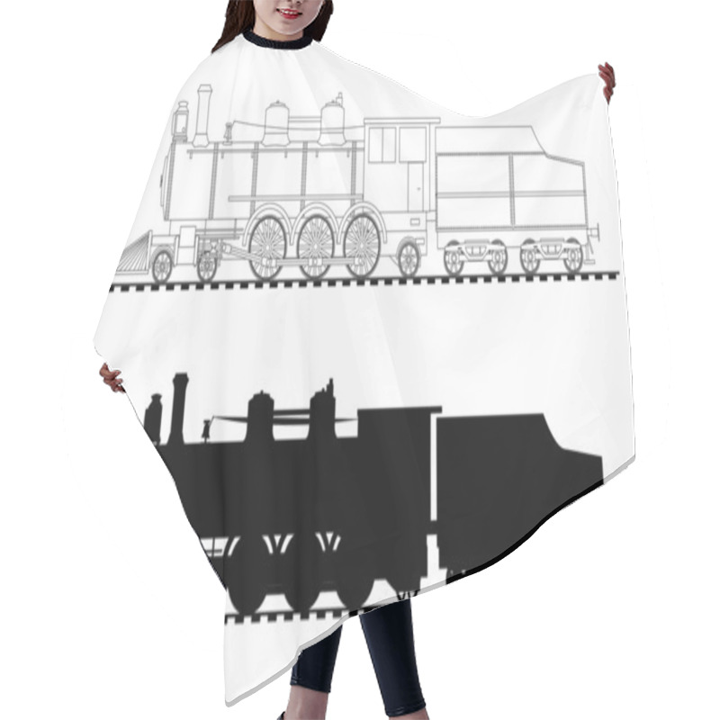 Personality  A Side Illustration Of Steam Locomotive Hair Cutting Cape