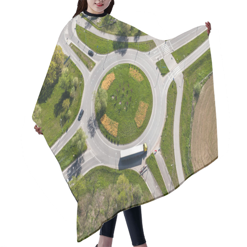 Personality  Aerial View Of Roundabout In City Hair Cutting Cape