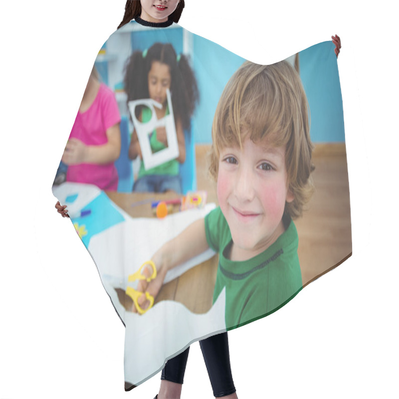 Personality  Happy Kids Doing Arts And Crafts Together Hair Cutting Cape