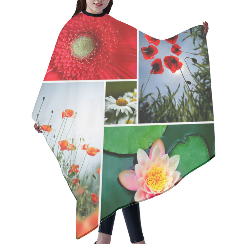 Personality  Flower Collage Hair Cutting Cape