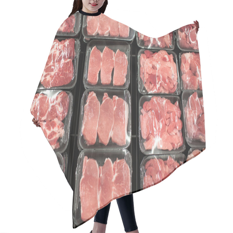 Personality  Variety Of Meat Slices In Boxes Hair Cutting Cape