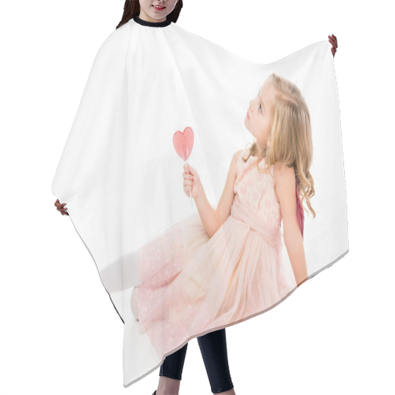 Personality  Girl With Heart Shaped Lollipop  Hair Cutting Cape