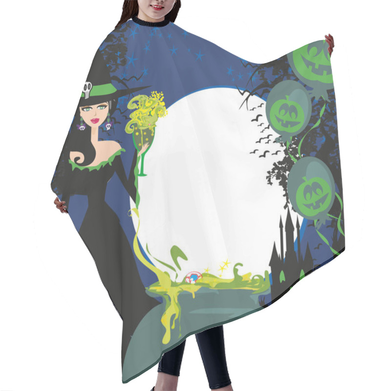 Personality  Beautiful Witch On A Party Hair Cutting Cape