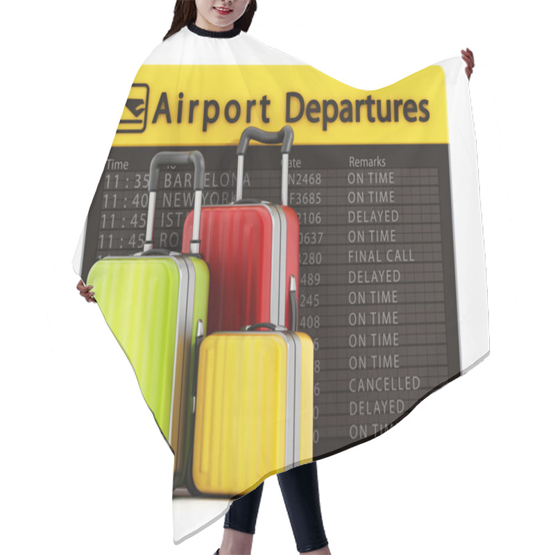 Personality  Airport Departure Board And Suitcases Hair Cutting Cape