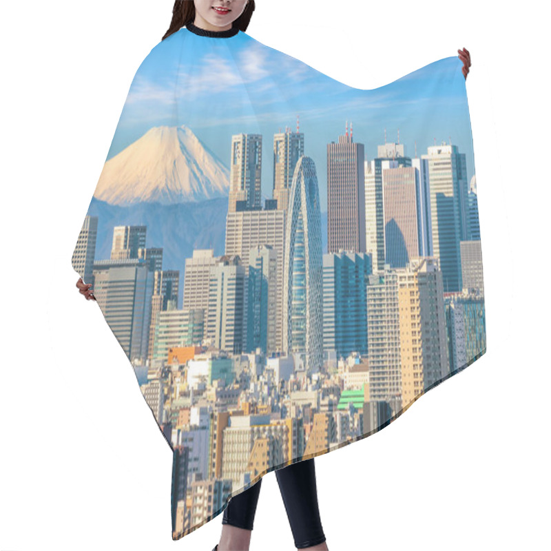 Personality  Tokyo Skyline And Mountain Fuji In Japan Hair Cutting Cape