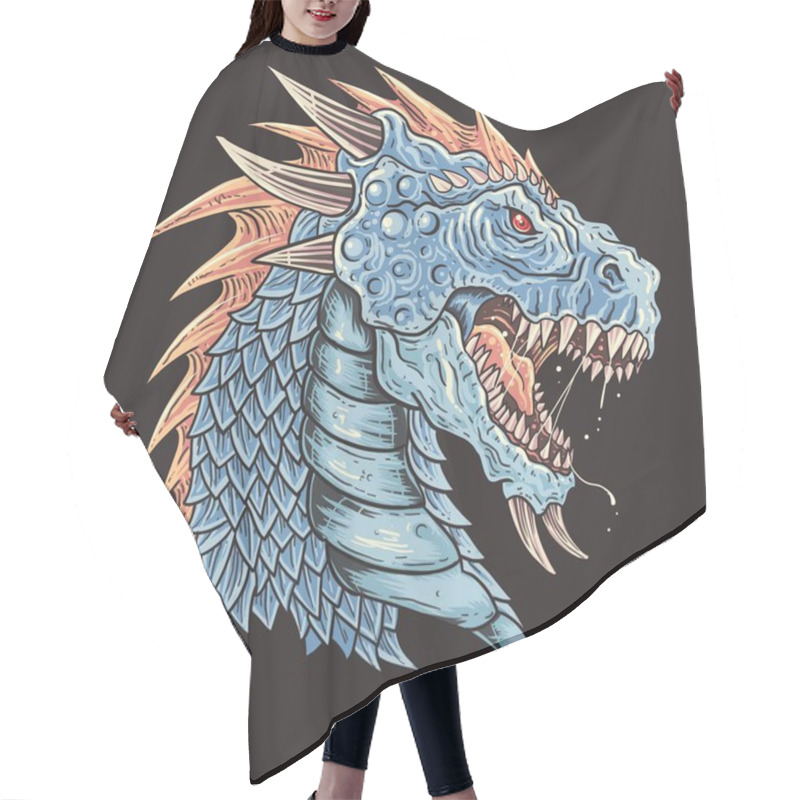 Personality  Aggressive Dragon Head. Vector Illustration Hair Cutting Cape