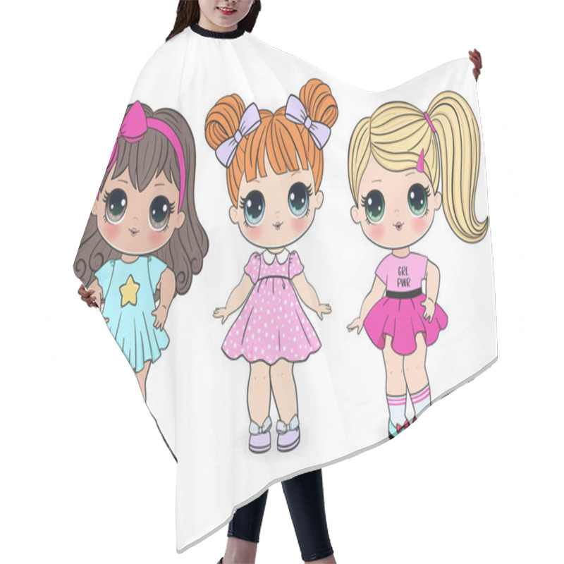 Personality  Beautiful Cute Little Girls On The White Background. Vector Illustration Hair Cutting Cape