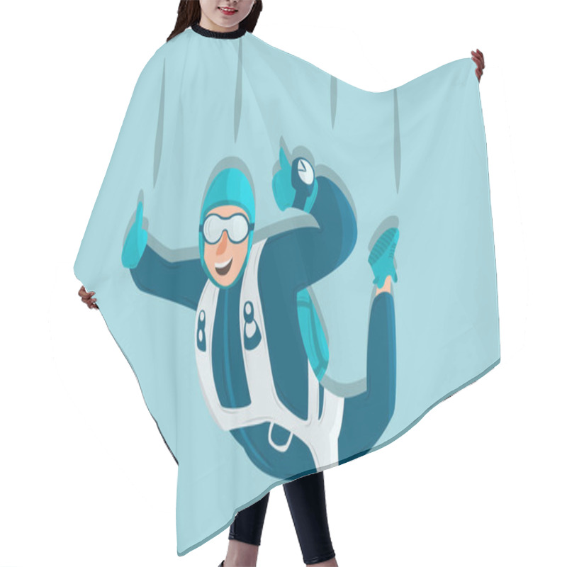 Personality  Sky Diving Cartoon Sportsman. Comic Character Hair Cutting Cape