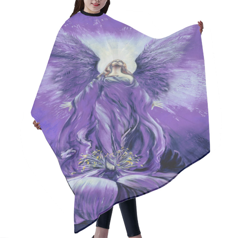 Personality  Majestic Violet, Purple Angel Of Love In A Lotus Flower Looks Up In The Radiance To The Divine Sky Hair Cutting Cape