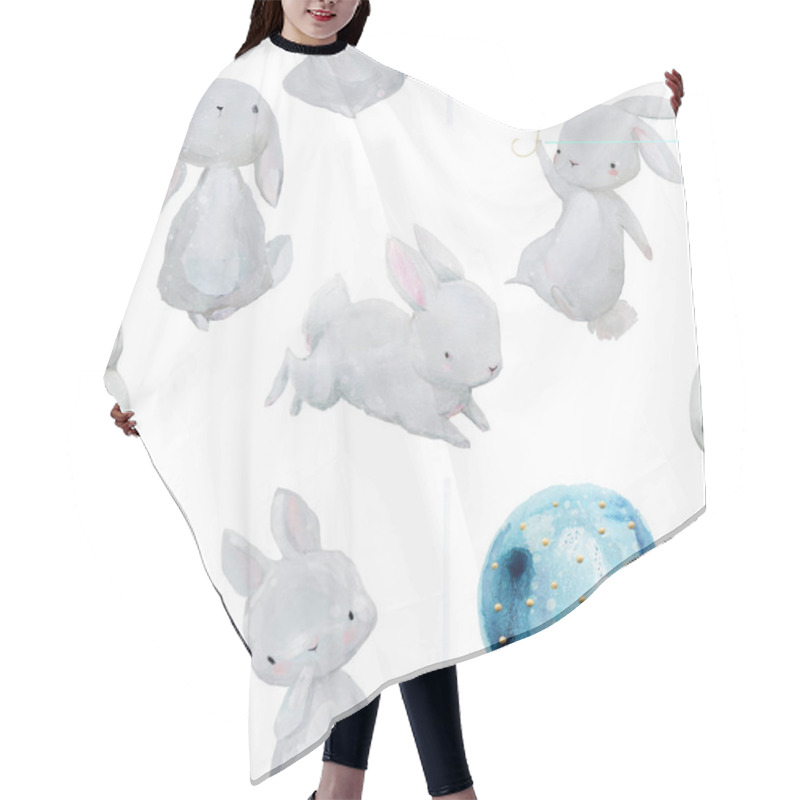 Personality  Seamless Pattern With Hares Hair Cutting Cape