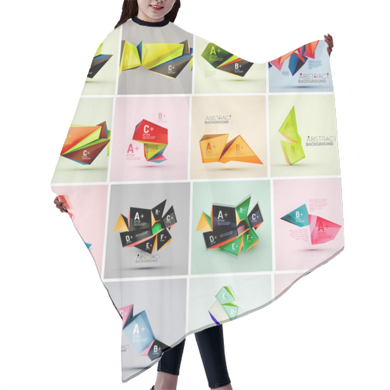 Personality  Set Of Triangle Geometric 3d Forms. Hair Cutting Cape