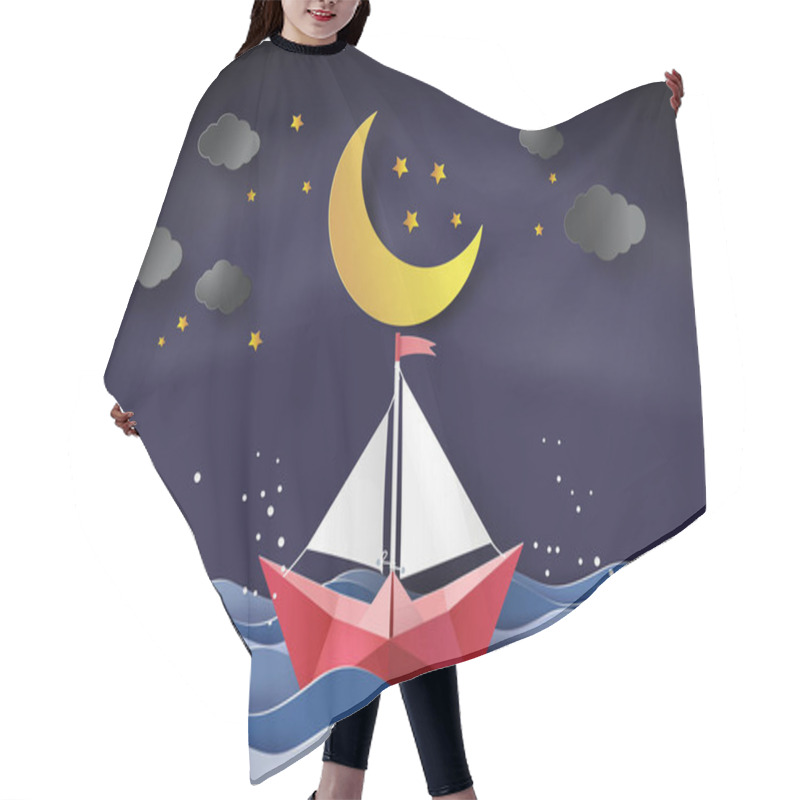 Personality  Paper Sailing Boat Floating On The Sea Hair Cutting Cape