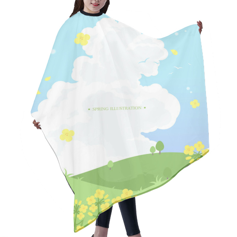 Personality  A Warm Spring View Illustration.  Hair Cutting Cape