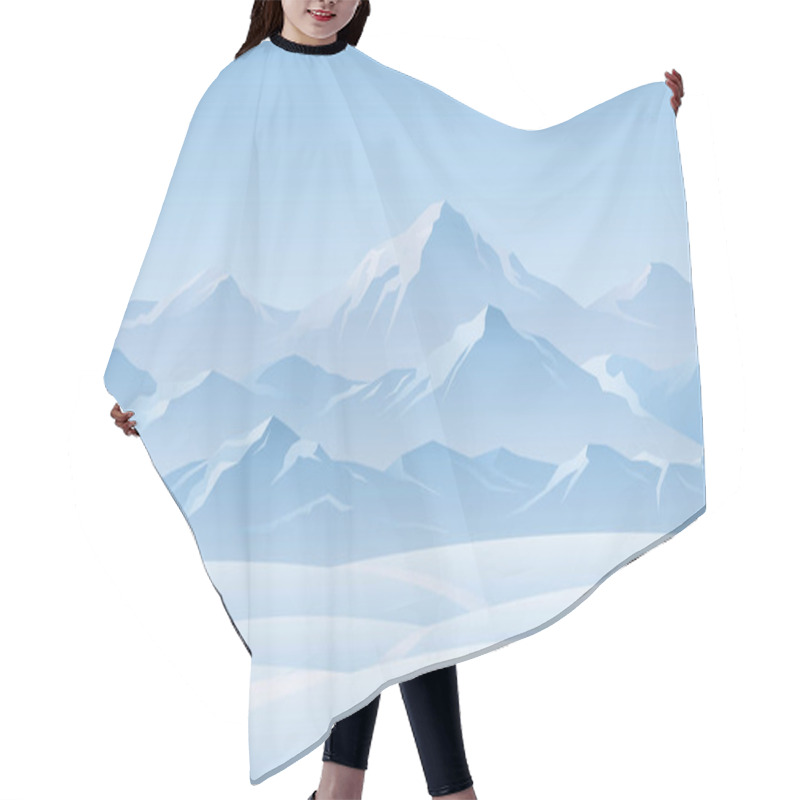 Personality  Snow Mountain Winter Landscape Background Natural Scenery And Environment View Hair Cutting Cape