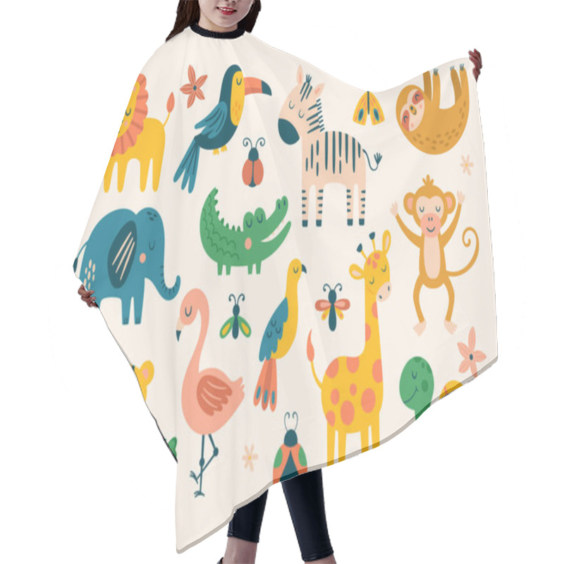 Personality  Cute Jungle Animals Set. Childish Print For Cards, Apparel And Decoration Hair Cutting Cape