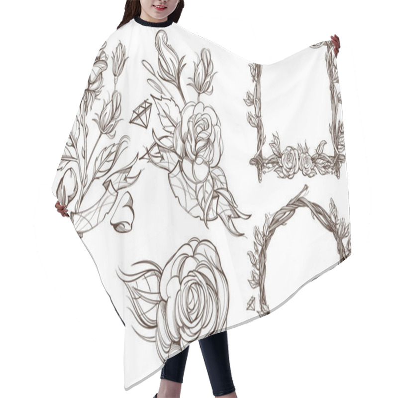 Personality  Botanical Graphics. Roses.  Hair Cutting Cape