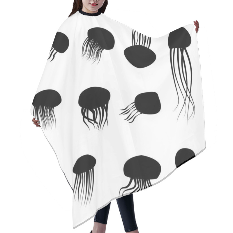 Personality  Set Of Jellyfish Silhouettes In Simple Style Hair Cutting Cape