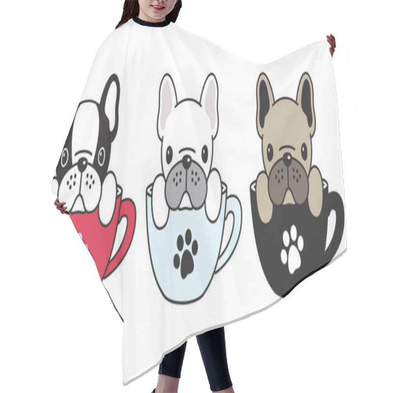 Personality  Dog Vector French Bulldog Pug Illustration Dog Bone Coffee Cup Cartoon Hair Cutting Cape