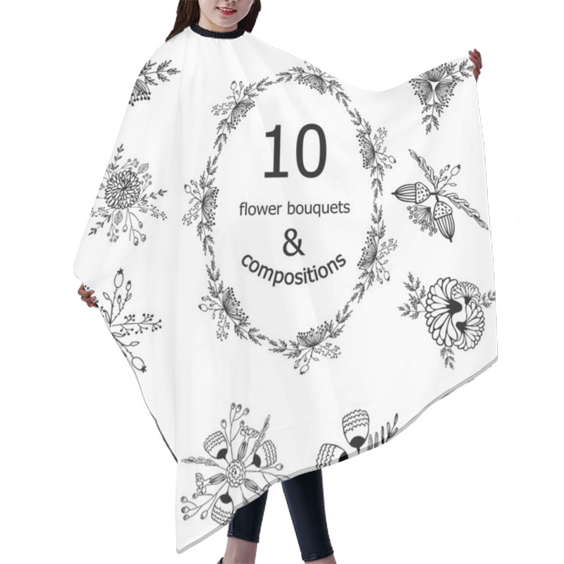 Personality  Floral Decorative Elements And Wreath Hair Cutting Cape