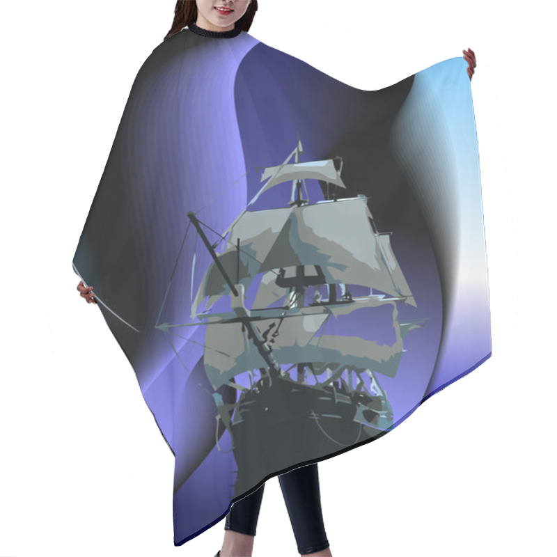 Personality  Cover For Brochure With Old Sailing Vessel Hair Cutting Cape