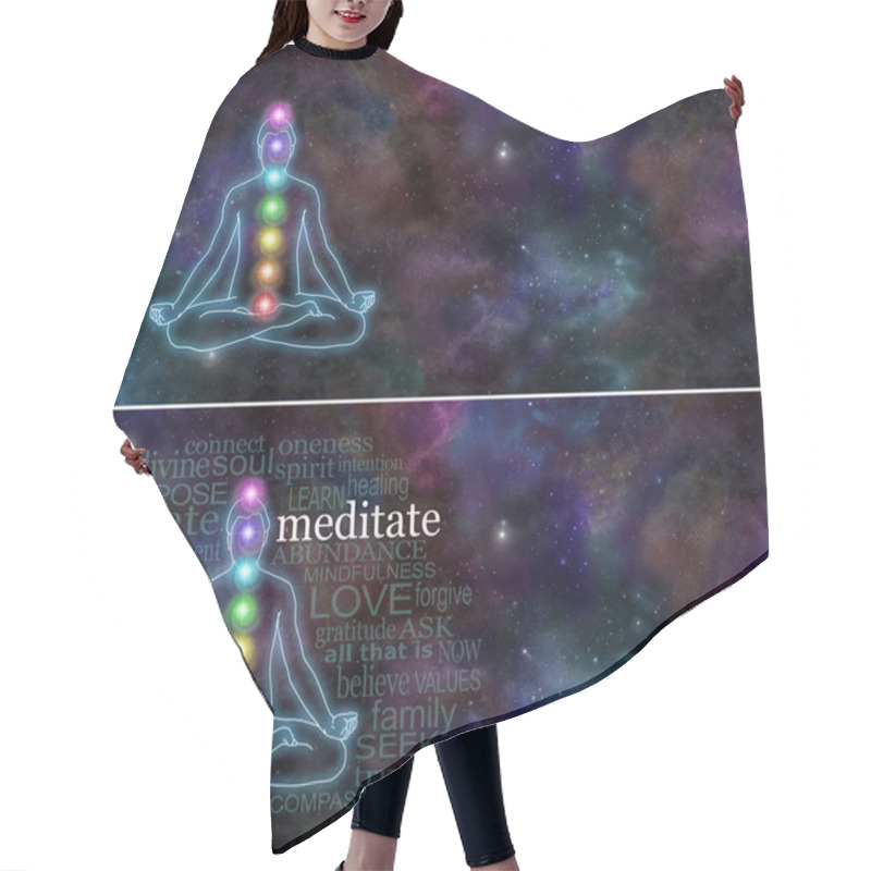 Personality  Cosmic Chakra Meditation Website Banner X 2 Hair Cutting Cape