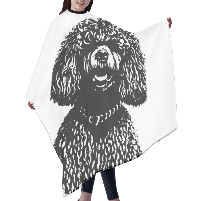 Personality  Poodle Clip Art Vector Hand Drawn ,black And White Drawing Of Do Hair Cutting Cape