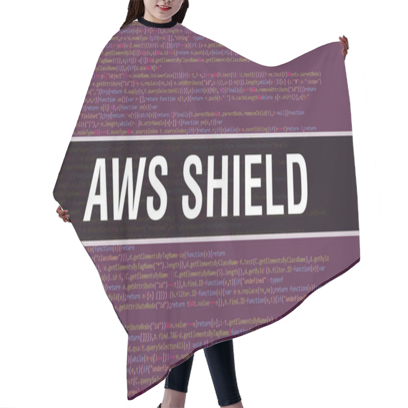 Personality  Aws Shield Concept With Random Parts Of Program Code. Aws Shield With Programming Code Abstract Technology Background Of Software Developer And Computer Script. Aws Shield Background Concep Hair Cutting Cape