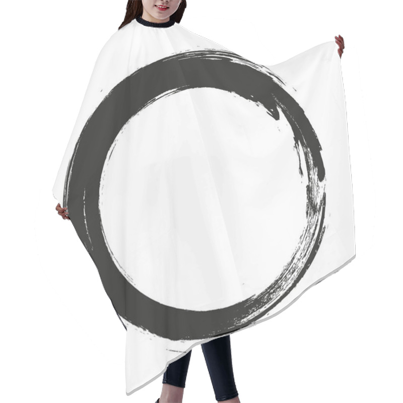 Personality  Vector Brush Strokes Circles Of Paint On White Background. Ink Hand Drawn Paint Brush Circle. Logo, Label Design Element Vector Illustration. Black Abstract Circle. Hair Cutting Cape