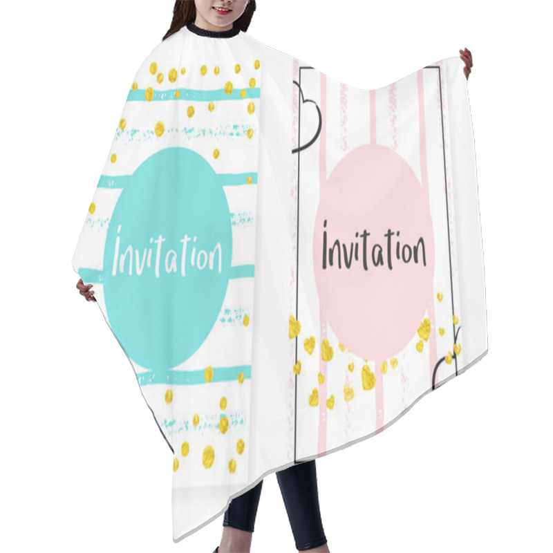 Personality  Wedding Set With Dots And Sequins. Bridal Shower Invitation Card Hair Cutting Cape