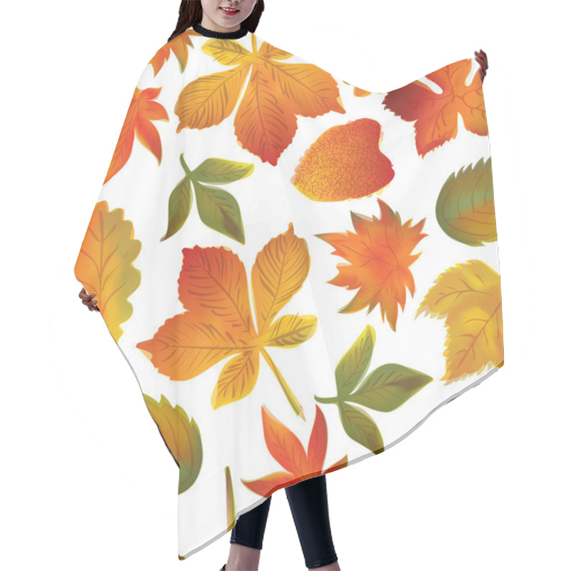 Personality  Seamless Pattern Of Autumn Leaves Vector Hair Cutting Cape