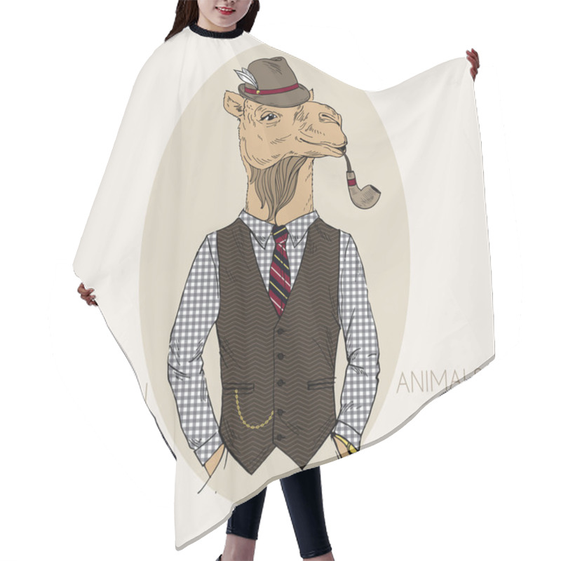 Personality  Hand Drawn Fashion Illustration Of Camel Hair Cutting Cape