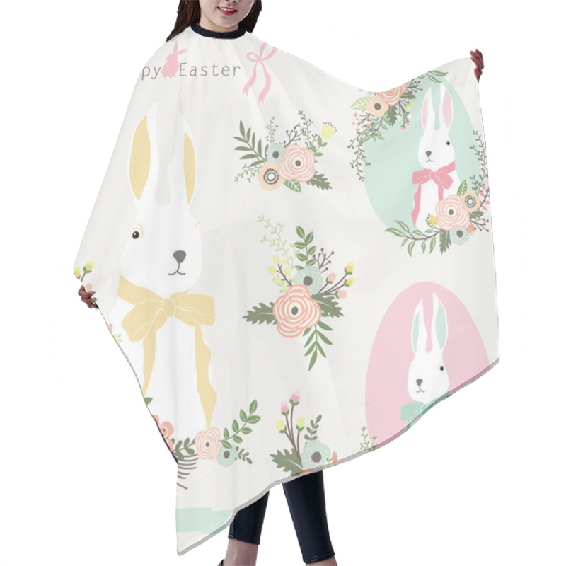 Personality  Floral Easter Bunny Hair Cutting Cape