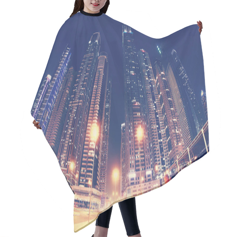 Personality  Fisheye Lens Picture Of Dubai Downtown At Night. Hair Cutting Cape