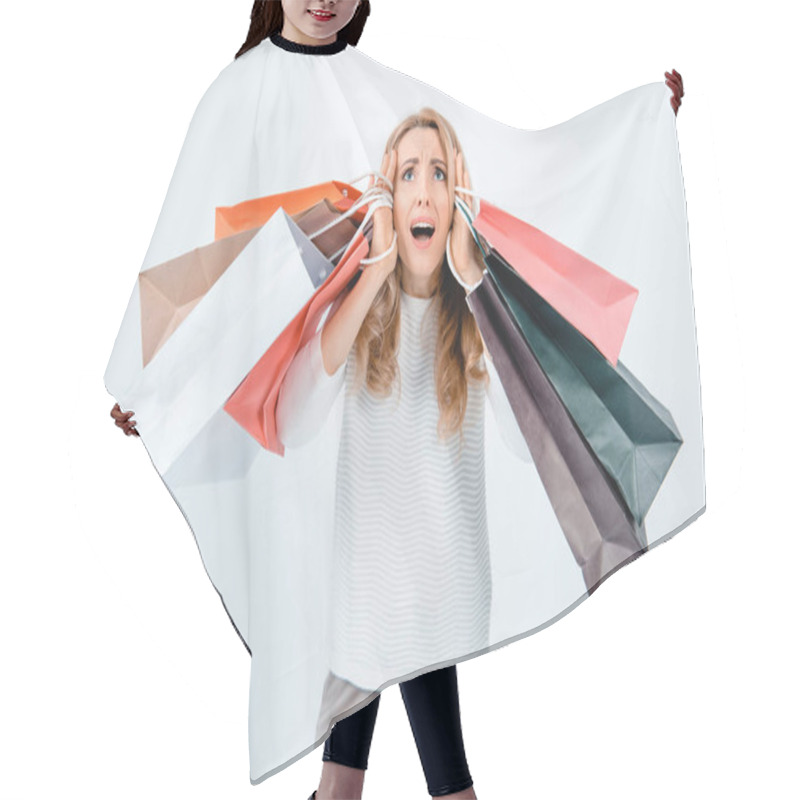 Personality  Woman With Shopping Bags  Hair Cutting Cape