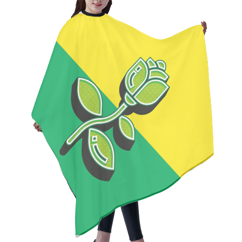 Personality  Blossom Green And Yellow Modern 3d Vector Icon Logo Hair Cutting Cape