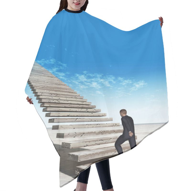 Personality  Business Man On Stairs To Sky Hair Cutting Cape