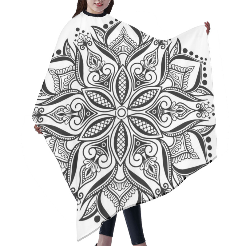 Personality  Mandala Pattern Black And White Doodles Sketch Good Mood Hair Cutting Cape