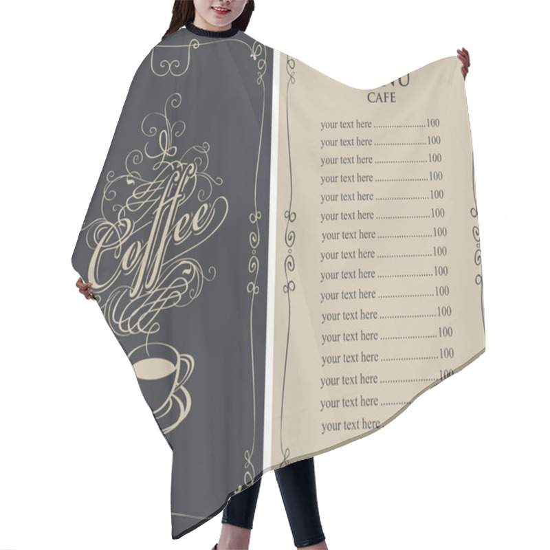 Personality  Menu For Cafe With Price List And Coffee Cup Hair Cutting Cape