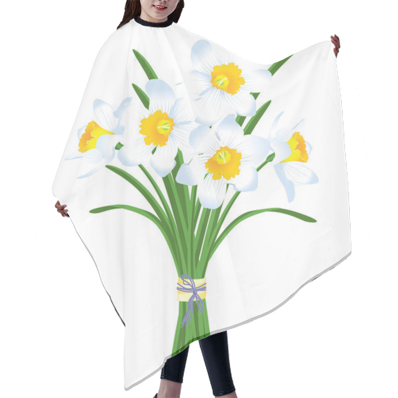 Personality  Spring Bouquet Of White Daffodils Hair Cutting Cape